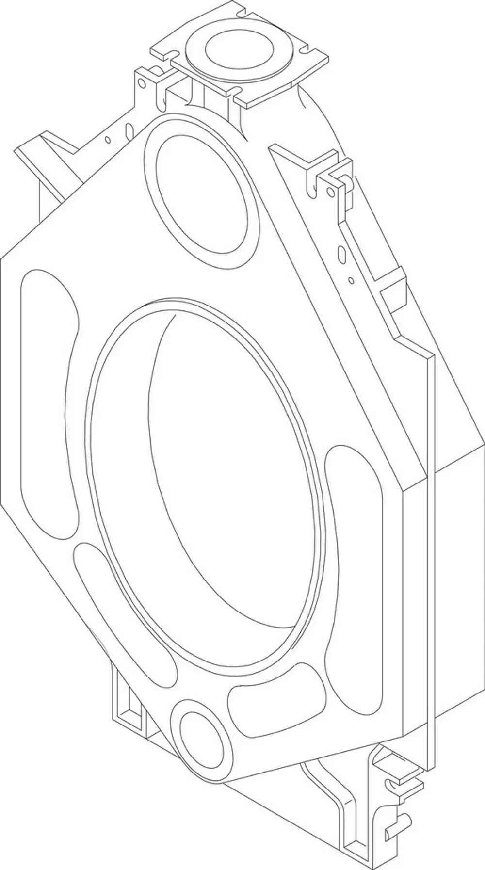 Bosch-Hinterglied mit charakteristischer Form, geeignet für Verbindungstechnik. Das Produkt zeigt verschiedene Aussparungen und Halterungen zum Einbau.